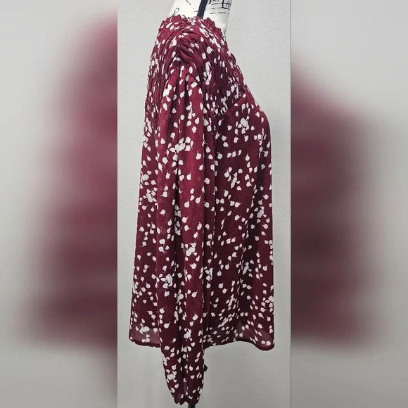 Dokotoo Women's Casual V Neck Alicia Smocked Long Sleeve Chiffon Blouse Size 2XL - Picture 7 of 16